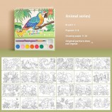 Cartoon Watercolor Painting Set 8 Colors DIY Art Drawing Book for Students Children Cross-Border Trade Model Coloring Toys