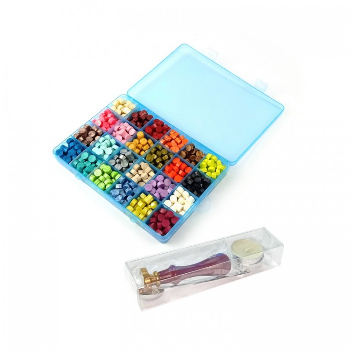 24 Colors Octagon Sealing Wax Beads Kit - Plastic Box Set for Wax Seal Stamps
